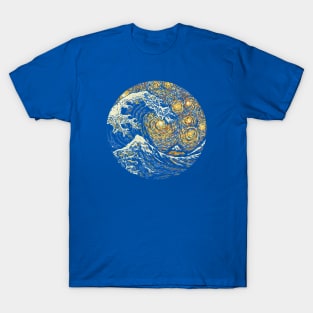 Kanagawa Wave The Starry Night by Tobe Fonseca T-Shirt